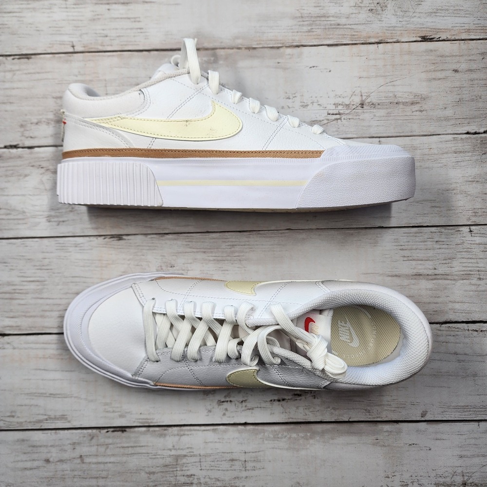 Sz 11.5 WMNS(Men 10) NIKE Court Legacy‎ Lift White/Coconut Milk-Hemp DM7590-106